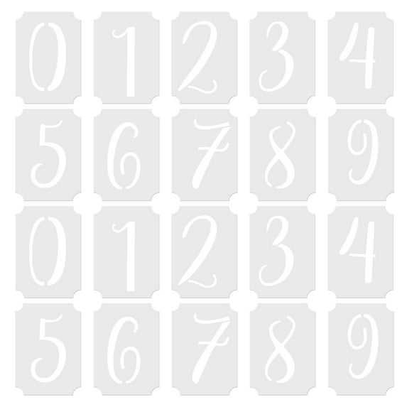 Uxcell 4 Inch Number Stencils, 20 Pack Reusable Plastic Numbers Templates Set 0-9 for Painting Style 3, White