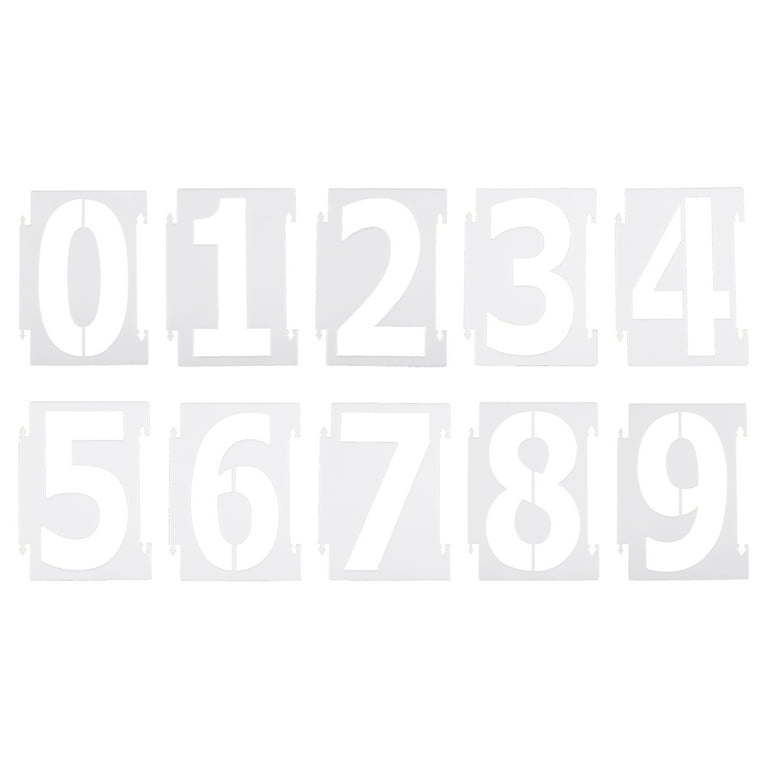Uxcell 4 Inch Number Stencils Reusable Plastic Numbers Templates Set 0-9  Drawing, White 10 Pack