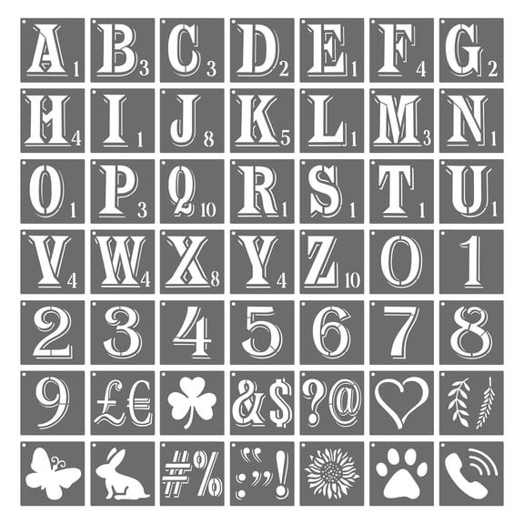 Uxcell 4 Inch Numbers Craft Stencils, 49 Pcs Letter Stencils Alphabet Interlocking Stencil Kit for Painting on Wall, Wood, Fabric