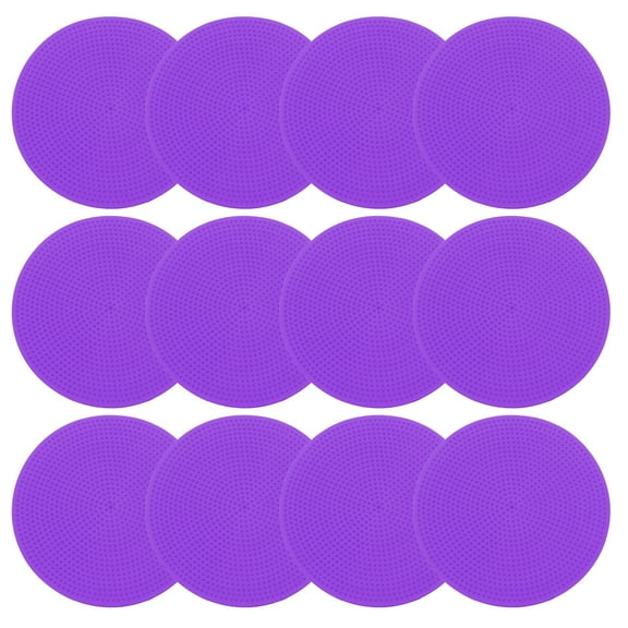 Uxcell 4 Inch Poly Spot Markers, 12Pcs Non Slip Rubber Floor Dots with Storage Bag Flat Agility Cones for Sports Training, Purple