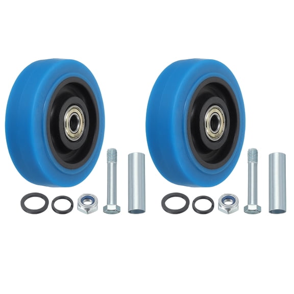 Uxcell Push Cart Wheels Replacement Rubber Rolling Casters Wheel with Bore for Furniture Platform Trucks Shopping Cart Shelf 4 Inch