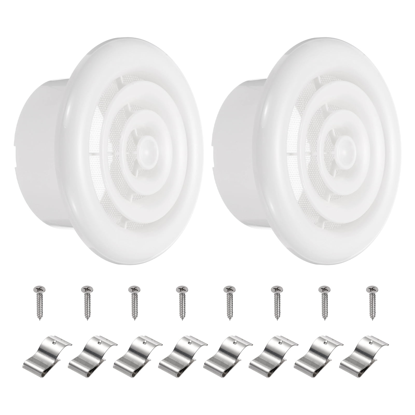 Uxcell 4 Inch Round Air Vent Cover, 2pcs ABS Louver Air Diffuser Vent Covers, White