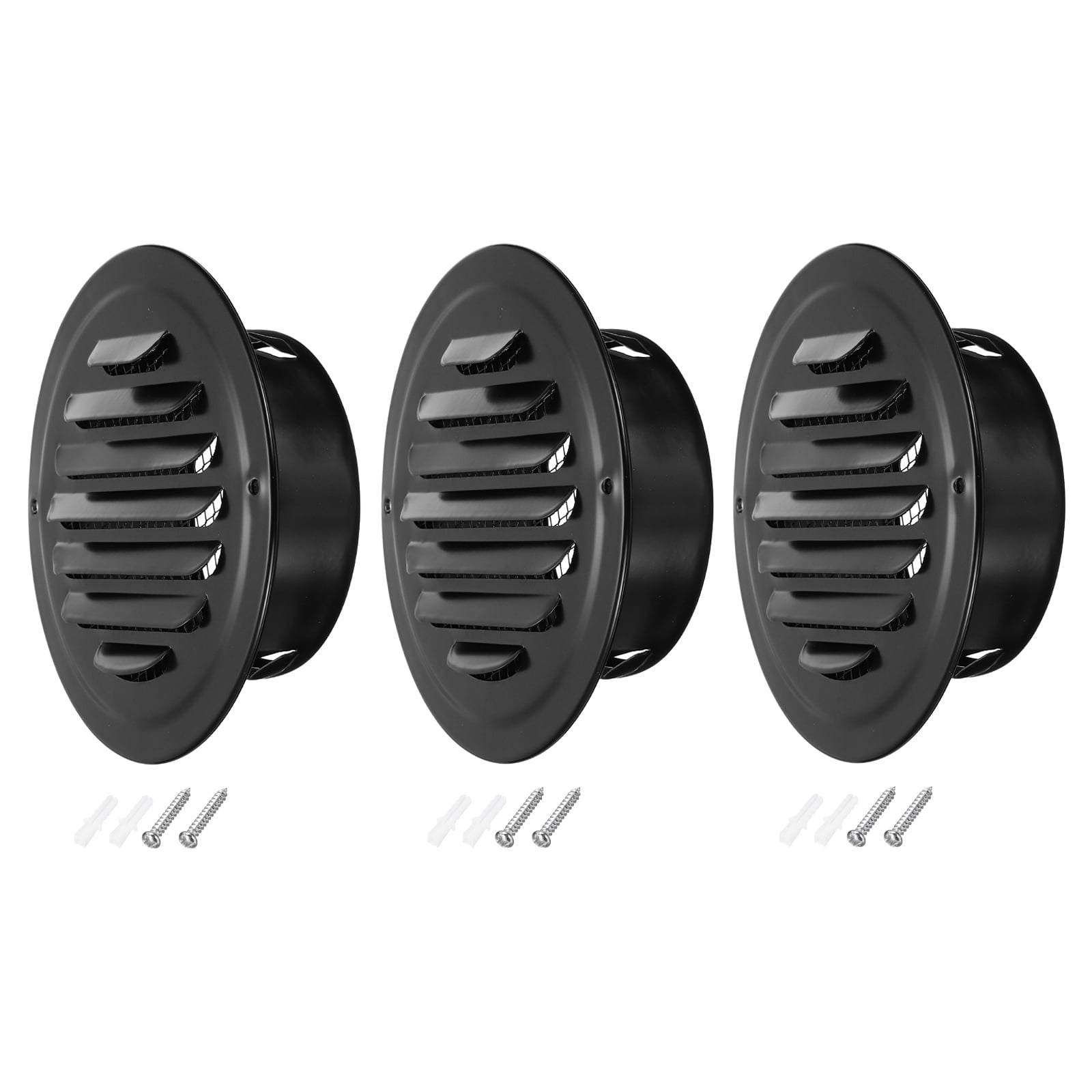 Uxcell Round Soffit Vent, Stainless Steel Wall Vent Grille Cover Exterior Exhaust Louvered Vent Black 4 Inch