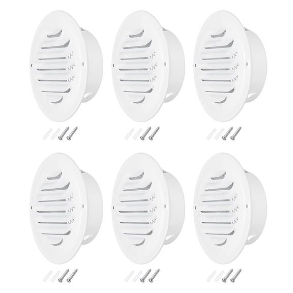 Uxcell Round Soffit Vent, Stainless Steel Wall Vent Grille Cover Exterior Exhaust Louvered Vent White