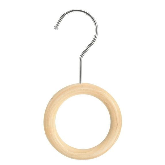 Uxcell 4 Inch Scarf Ring Hanger Wooden Circle Scarf Holder, 10cm Length Hook Silver