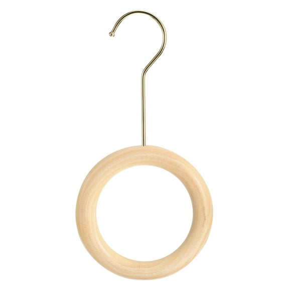 Uxcell 4 Inch Scarf Ring Hanger Wooden Circle Scarf Holder, 15cm Length Hook Gold