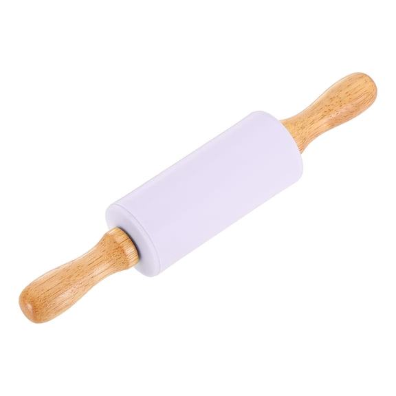 Uxcell 4 Inch Silicone Rolling Pin, Small Dough Roller with Wooden Handle Non-Stick Silicone Roller, Light Purple