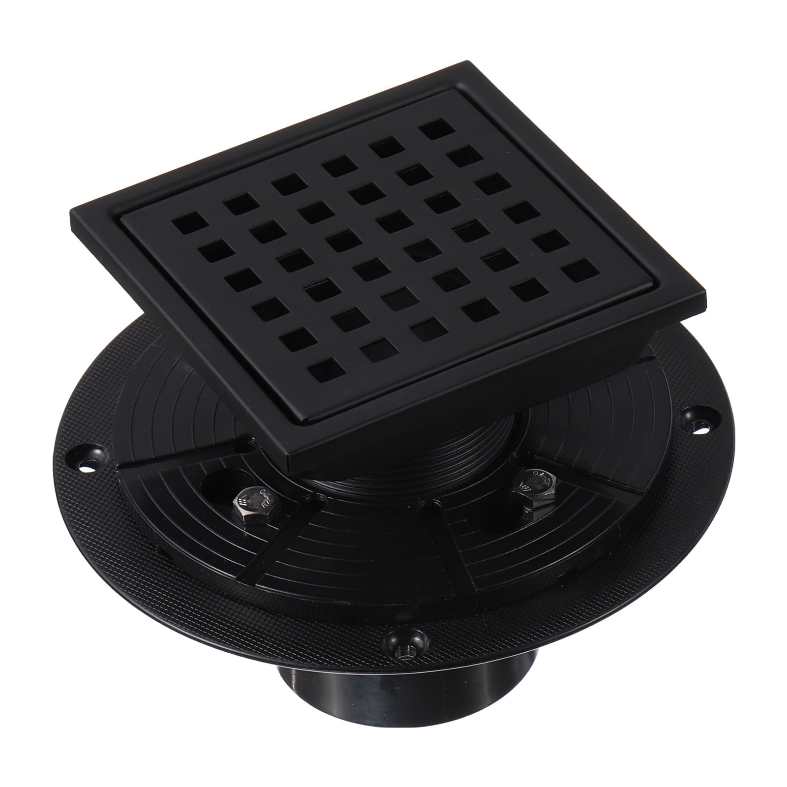 4 Inch Square Shower Drain - SUS 304 Stainless Steel Floor Drain With Removable Cover, Matte Black, High Flow - View #14