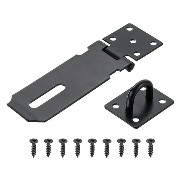 Uxcell 4 Inch Stainless Steel Door Locks Hasp Latch Hinge Lock with Screws, Black