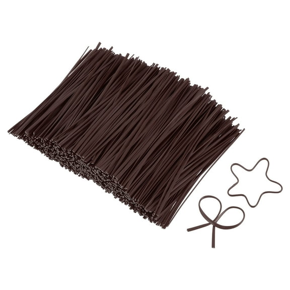 Uxcell 4 Inch Twist Ties, Metallic Twist Ties, Reusable Plastic Coated Twist Ties for Bakery, Candy Bags, Coffee Bags, Goodie Bags, 1200 Pack, Brown
