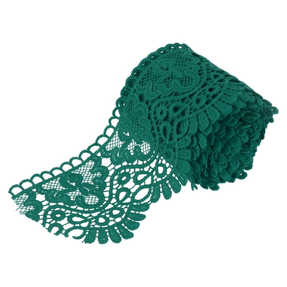 Uxcell 4 inch Wide 5 Yard Lace Ribbon Floral Pattern Dull Green Milk Silk Lace Trim for Sewing Making, DIY Crafts