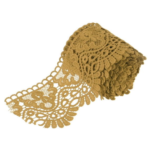 Uxcell 4 inch Wide 5 Yard Lace Ribbon Floral Pattern Light Coffer Milk Silk Lace Trim for Sewing Making, DIY Crafts