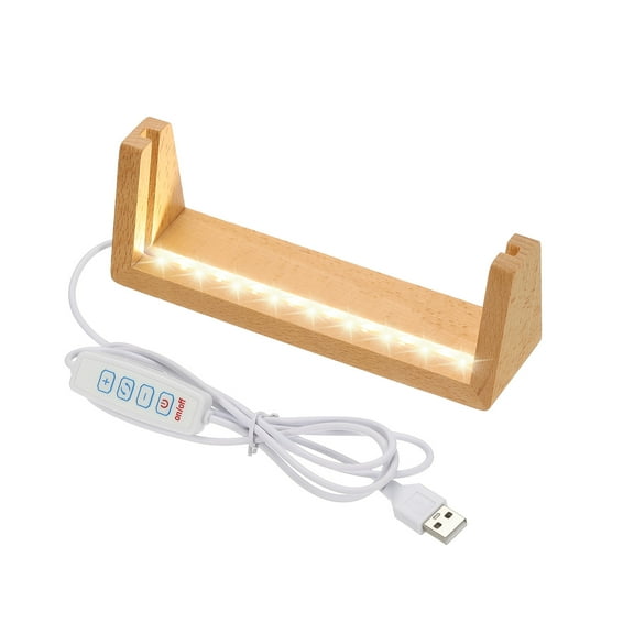 Uxcell 4 Inch Wooden LED Light Base Beech Wood Light Display Stand Table Lighted Lamp Base Night Light, 3 Colors Light
