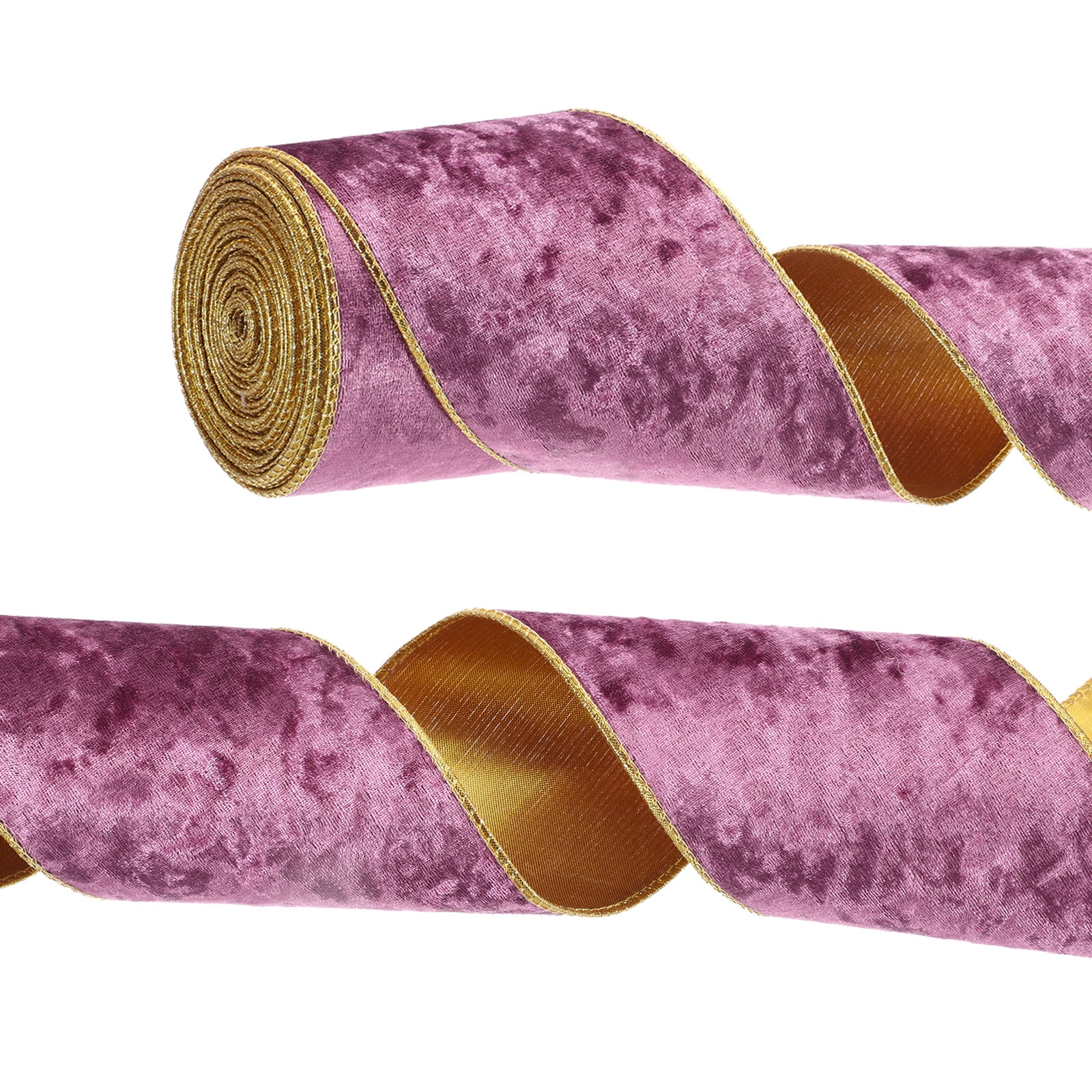 Uxcell Velvet Wired Ribbon, Gold Crushed Ribbons for Gift Wrapping and ...
