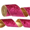 thumbnail image 1 of Uxcell 4" x 10 Yards Velvet Wired Gold Crushed Ribbon for Bow Decor Rose Red, 1 of 7