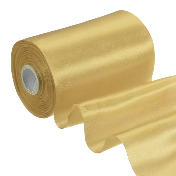 Uxcell Satin Ribbon Roll for Gift Wrapping and Cutting Ceremony Decoration Gold
