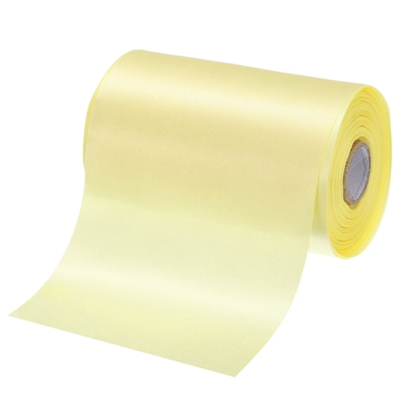 Uxcell 4 Inches x 24 Yards Light Yellow Satin Ribbon for Gift Decoration, Polyester