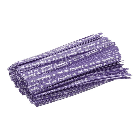 Uxcell 4" Kraft Paper Twist Ties Reusable Bag Twist Ties for Packaging Cake Candy Bags, Purple/White, 300 Pcs