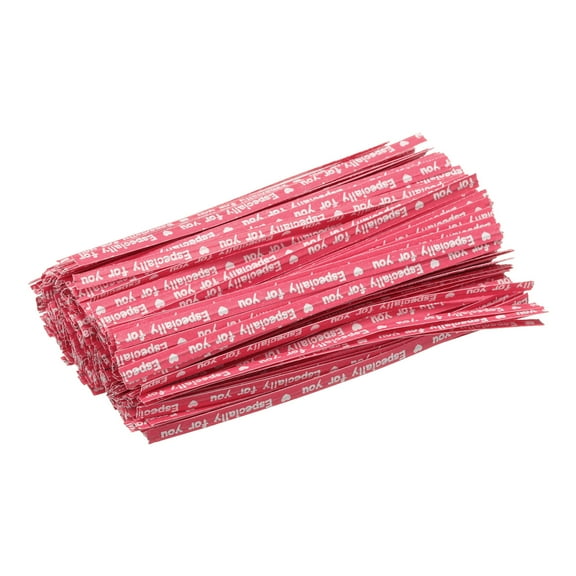 Uxcell 4" Kraft Paper Twist Ties Reusable Bag Twist Ties for Packaging Cake Candy Bags, Red/White, 300 Pcs