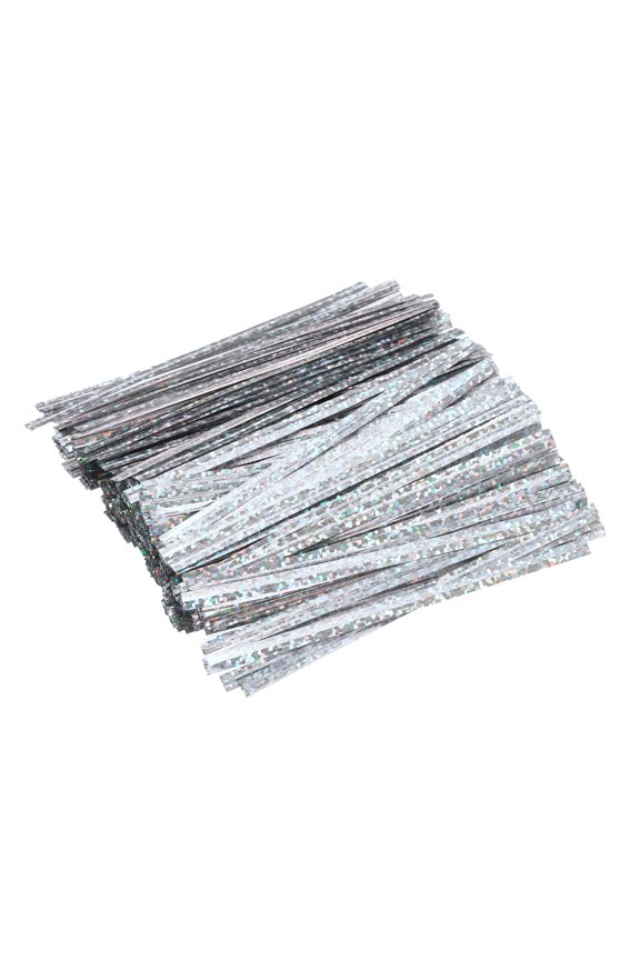 4" Kraft Paper Twist Ties Reusable Bag Twist Ties for Packaging Cake Candy Bags, Silver, 300 Pcs