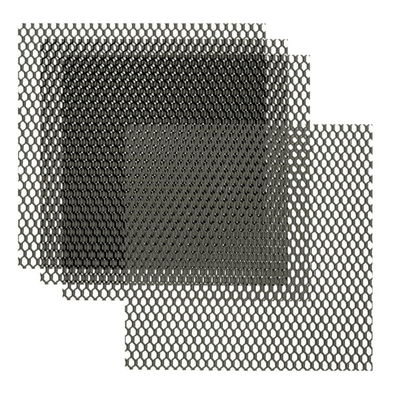 Uxcell 4"L x 4"W Perforated Metal Sheets, 4Pcs 20Ga 3x6mm Hexagon Hole Aluminum Mesh Expanded Perforated Plate for Ventilation Filtration Dryer Vent Grill Guard Screen, Black