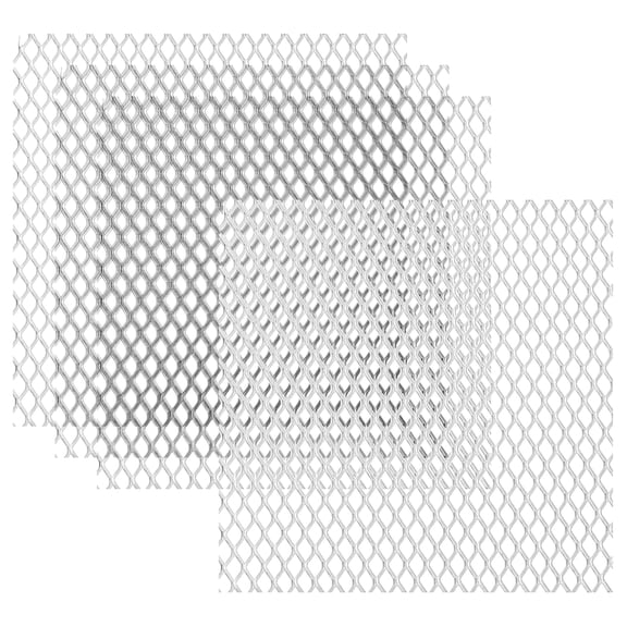 Uxcell 4"L x 4"W Perforated Metal Sheets, 4Pcs 20Ga 5x8mm Rhombus Hole Aluminum Mesh Expanded Perforated Plate for Ventilation Filtration Dryer Vent Grill Guard Screen, Silver Tone