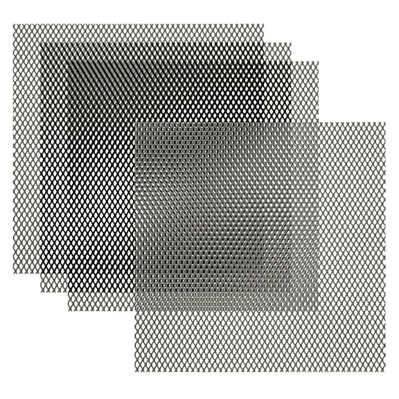 Uxcell 4"L x 4"W Perforated Metal Sheets, 4Pcs 26Ga 2x3mm Diamond Hole Aluminum Mesh Expanded Perforated Plate for Ventilation Filtration Dryer Vent Car Grill Guard Screen, Black