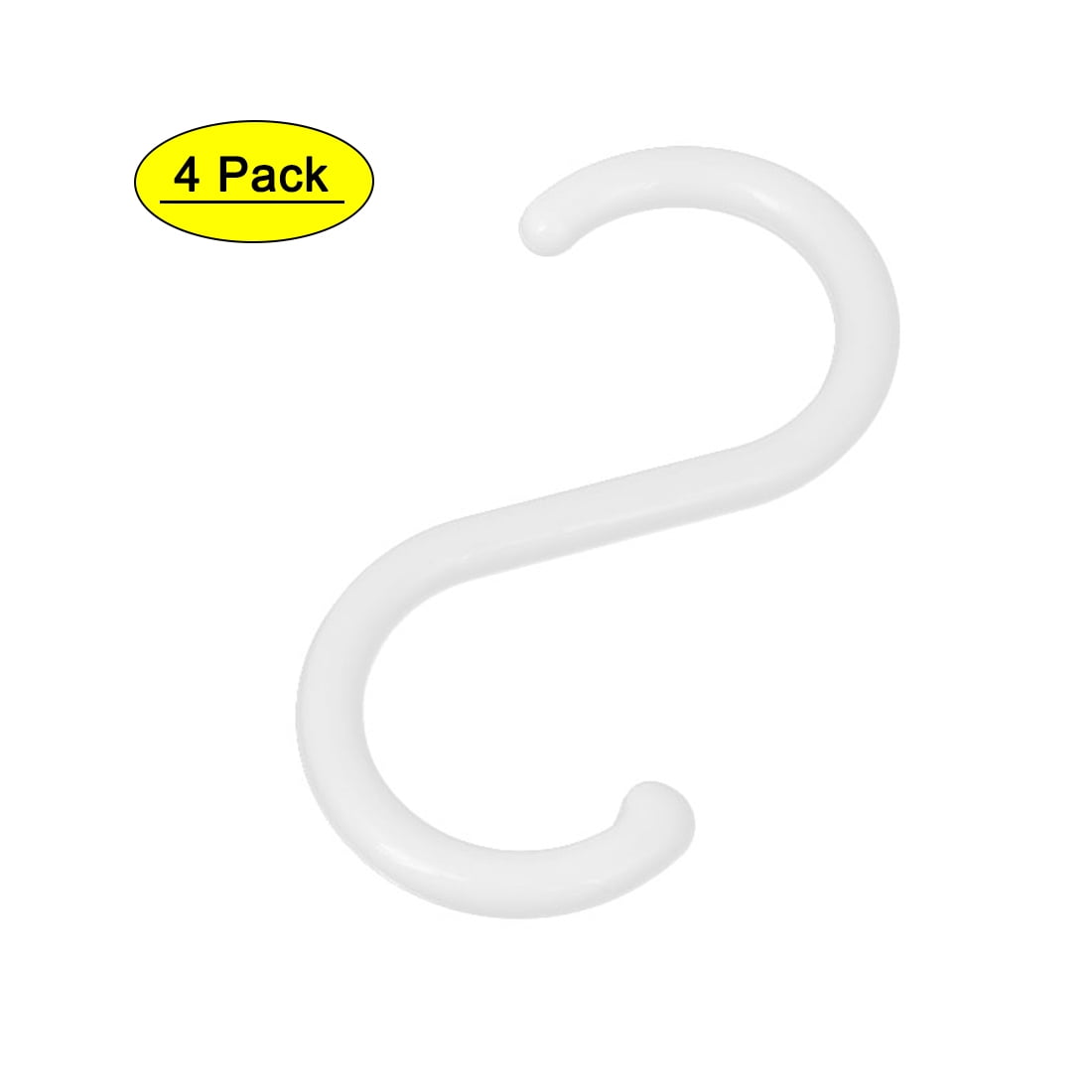 Uxcell 4 Length White Plastic Closet S Hooks for Hanging, 4 Pack