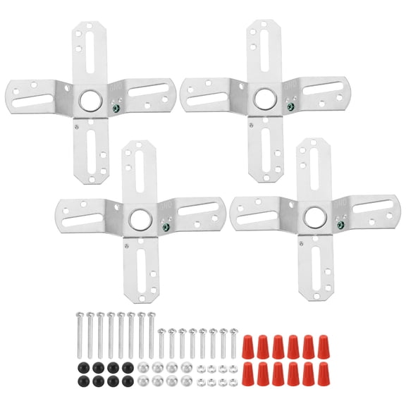 Uxcell 4" Light Crossbar 4 Set Steel Cross-Shaped Wall Mounting Bracket 360 Rotation Lamp Fixture with Screws Silver