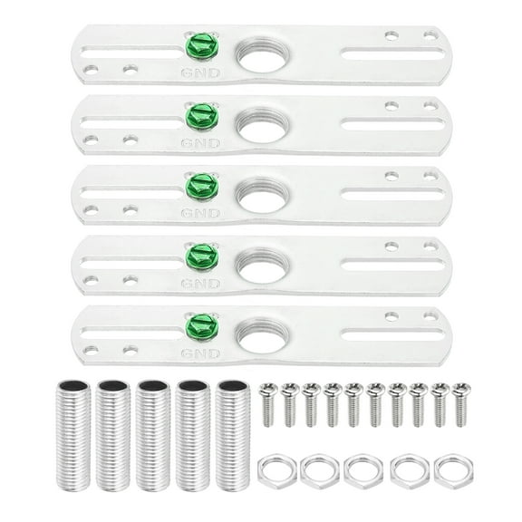 Uxcell 4" Light Crossbar Kit, Universal Light Fixture Mounting Bracket with 1/4IP Tap Center Hole, Silver Tone 5 Set