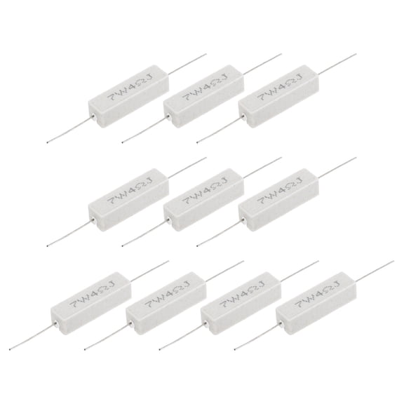 Uxcell 4 Ohm Ceramic Cement Resistor, 7W Power Wirewound Horizontal Cement Resistor Kit Tolerance 5% for Audio Equipment Power Adapters Circuit Board(Pack of 10)