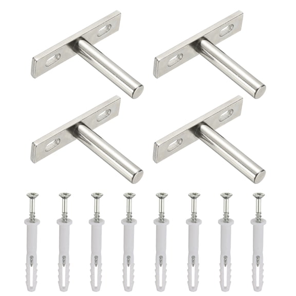 Uxcell 4 PCS Blind Shelf Supports, 2 Inch Heavy Duty Floating Shelf Bracket Silver