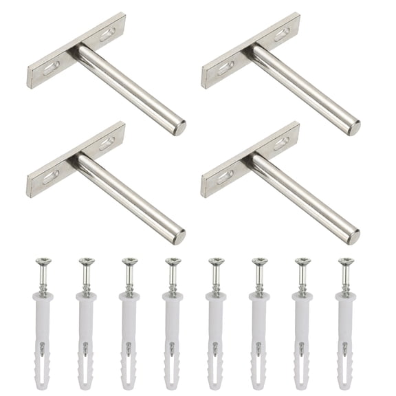 Uxcell 4 PCS Blind Shelf Supports, 3 Inch Heavy Duty Floating Shelf Bracket Silver