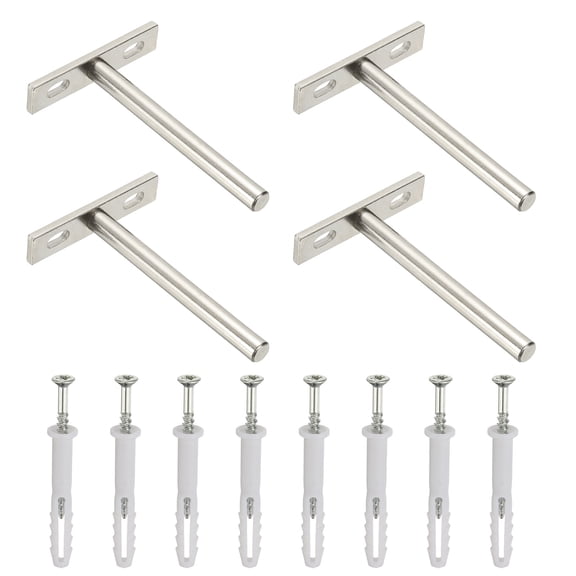 Uxcell 4 PCS Blind Shelf Supports, 4 Inch Heavy Duty Floating Shelf Bracket Silver