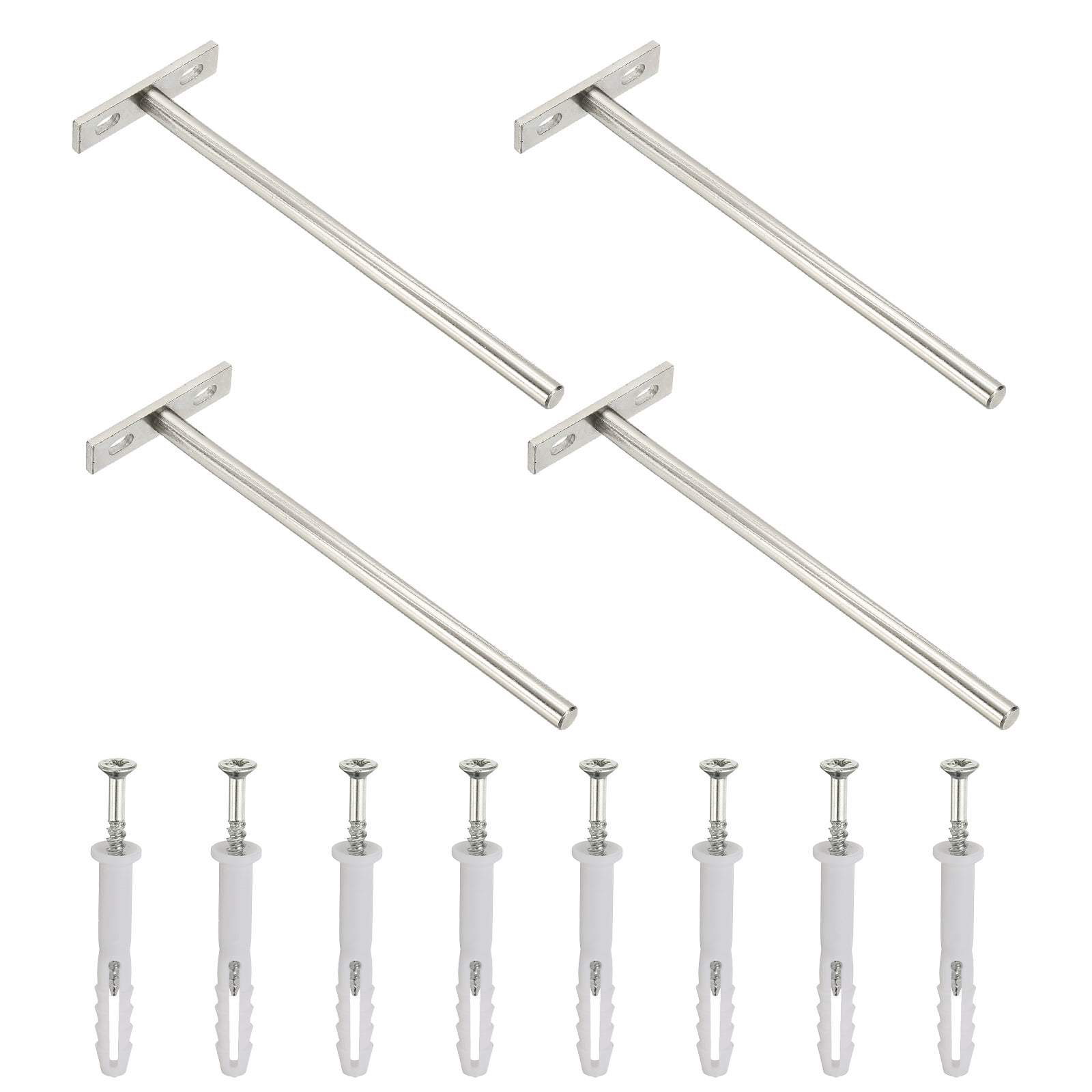 Uxcell 4 PCS Blind Shelf Supports, 8 Inch Heavy Duty Floating Shelf Bracket Silver