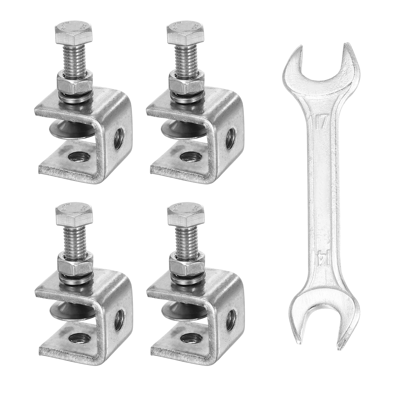 Uxcell 4PCS 304 Stainless Steel C Clamps Mini 3/4" (20mm) Wide Jaw Opening Small Galvanized  U Clamp for Woodworking Welding Building Household Mounting