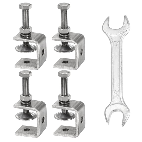 Uxcell 4PCS 304 Stainless Steel C Clamps Mini 1-1/4" (30mm) Wide Jaw Opening Small Galvanized  U Clamp for Woodworking Welding Building Household Mounting