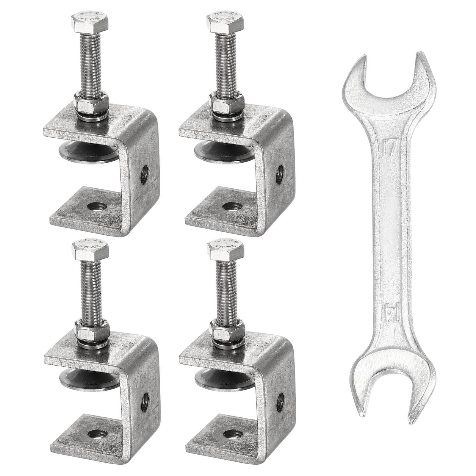 Uxcell 4PCS 304 Stainless Steel C Clamps Mini 1-3/8" (35mm) Wide Jaw Opening Small Galvanized  U Clamp for Woodworking Welding Building Household Mounting