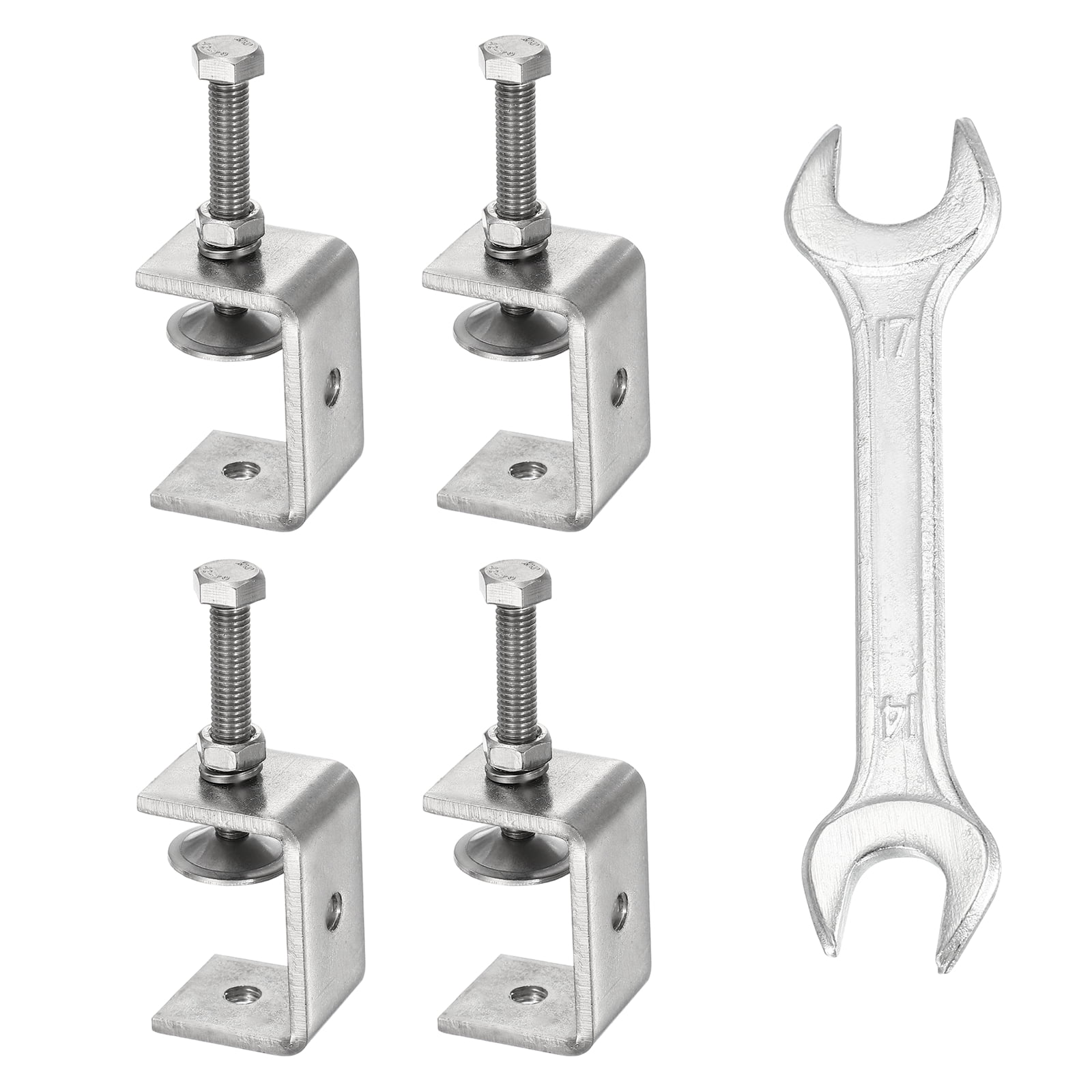 Uxcell 4PCS 304 Stainless Steel C Clamps Mini 1-3/4" (45mm) Wide Jaw Opening Small Galvanized  U Clamp for Woodworking Welding Building Household Mounting