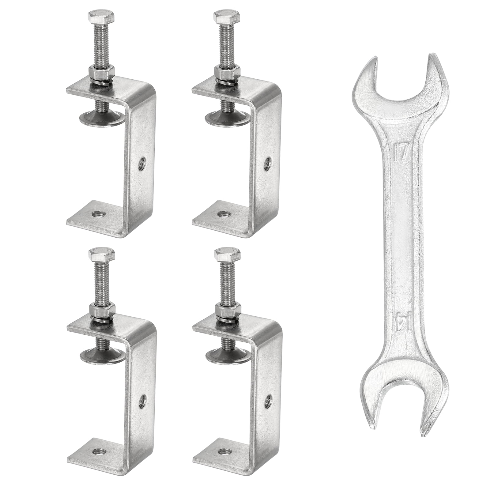 Uxcell 4PCS 304 Stainless Steel C Clamps Mini 2-3/4" (75mm) Wide Jaw Opening Small Galvanized  U Clamp for Woodworking Welding Building Household Mounting