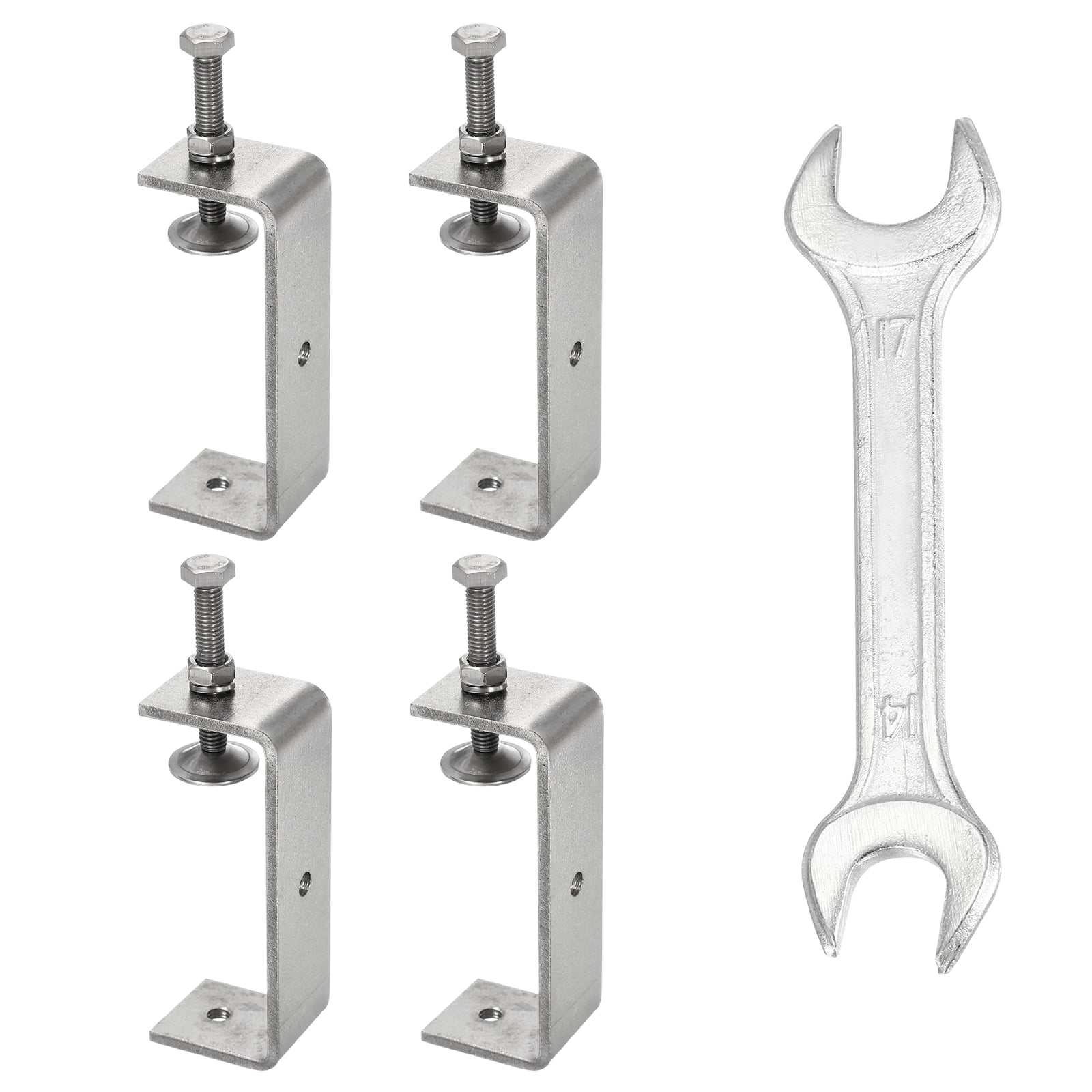 Uxcell 4PCS 304 Stainless Steel C Clamps Mini 3-7/8" (100mm) Wide Jaw Opening Small Galvanized  U Clamp for Woodworking Welding Building Household Mounting