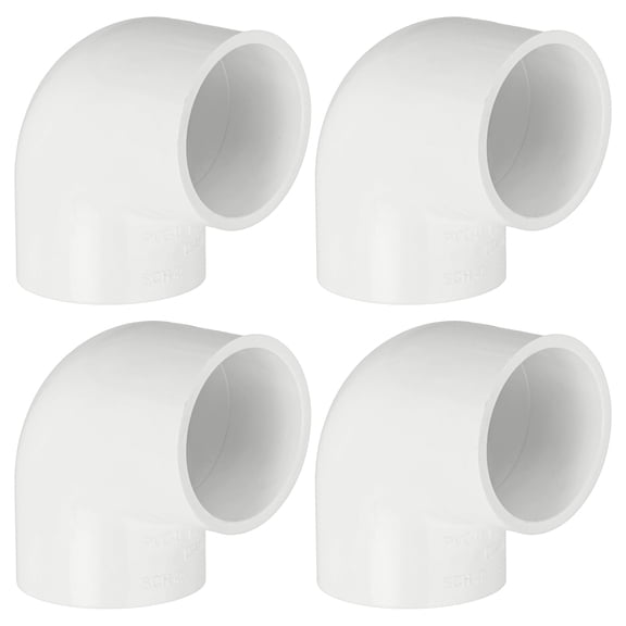Uxcell 4-Pack 1-1/4 Inch PVC 90 Degree Elbow Pipe Fittings, SCH40 2 Way Right Angle PVC Pipe Fitting for DIY [Socket x Socket, White]
