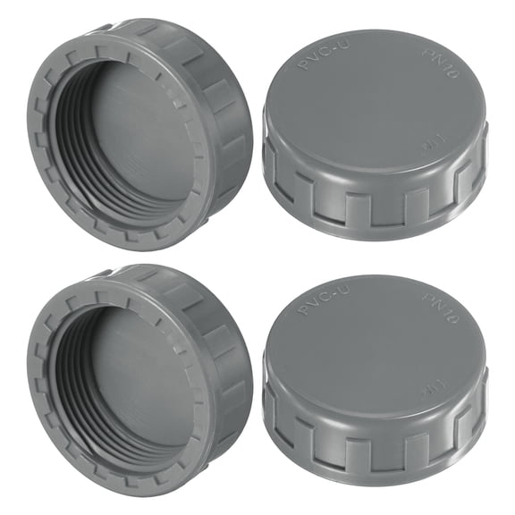 Uxcell 4-Pack 1-1/4 Inch UPVC Sprinkler Cap, Female Thread Sprinkler Head Caps for Yard/Garden/Watering Irrigation Systems, Inner Teeth End Pipe Plugs [Gray]