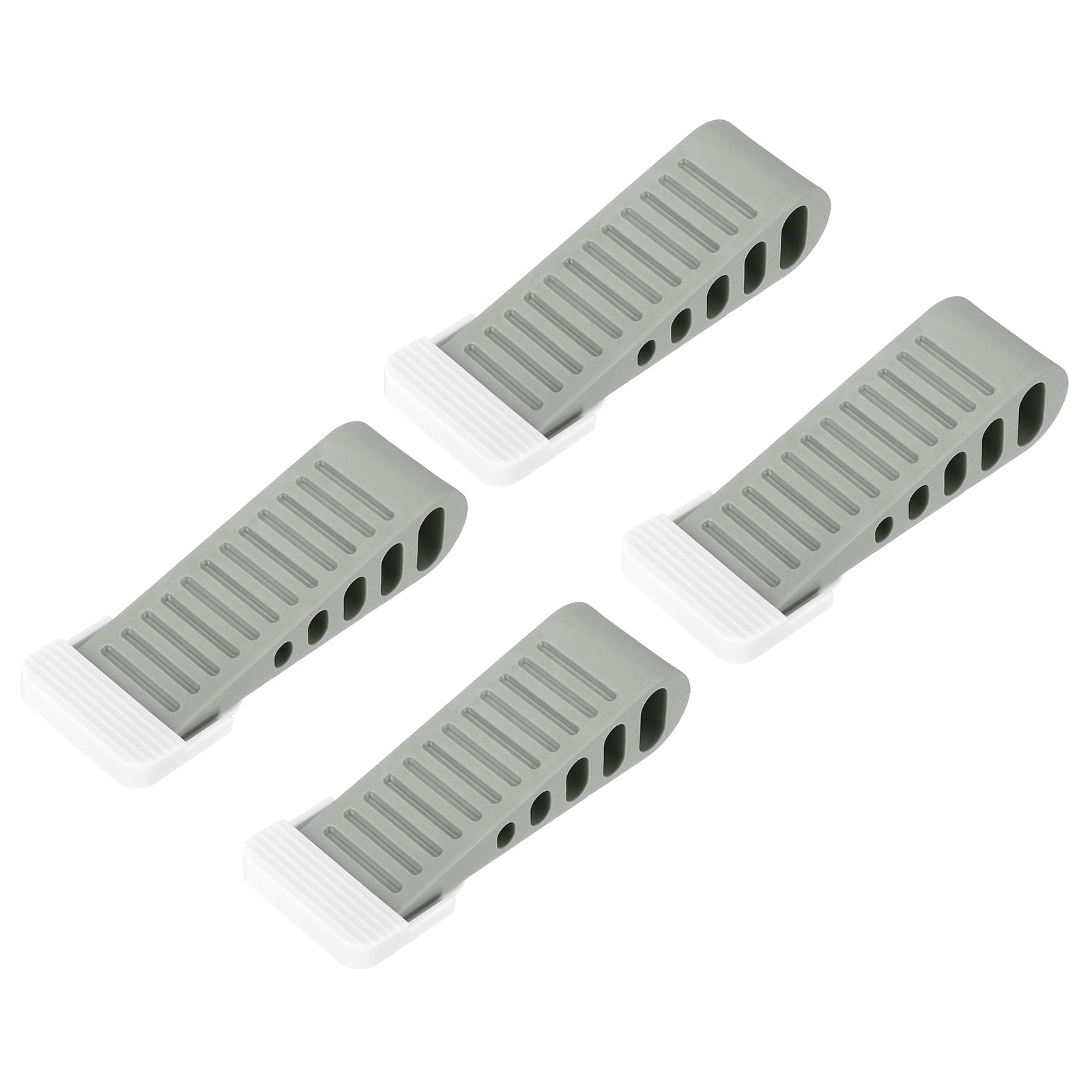 Uxcell 4 Pack 1.18" TPR Door Stoppers with Holder for Bottom Door Stop Wedge, Grey