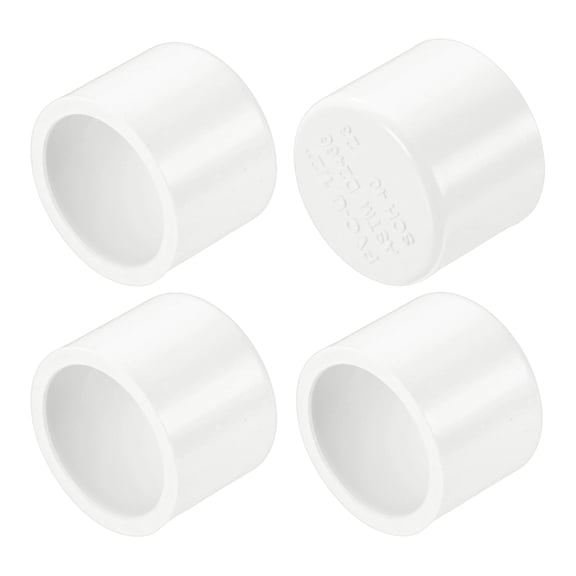 Uxcell 4-Pack 1/2 Inch PVC Pipe End Cap Fitting, SCH40 Pipe Plug Adapter for Plumbing/DIY/Garden, Socket Cap Connector [White]