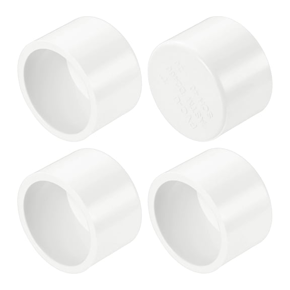 Uxcell 4-Pack 1 Inch PVC Pipe End Cap Fitting, SCH40 Pipe Plug Adapter for Plumbing/DIY/Garden, Socket Cap Connector [White]