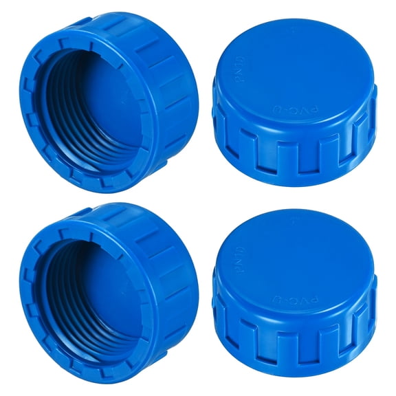 Uxcell 4-Pack 1 Inch UPVC Sprinkler Cap, Female Thread Sprinkler Head Caps for Yard/Garden/Watering Irrigation Systems, Inner Teeth End Pipe Plugs [Blue]
