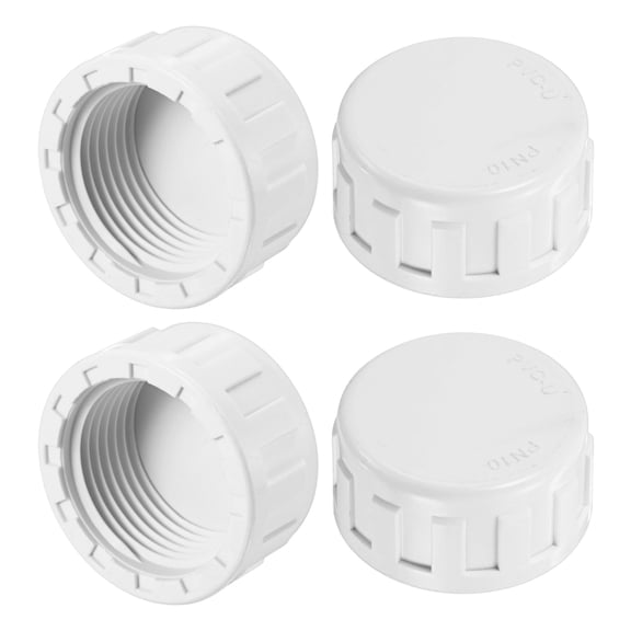 Uxcell 4-Pack 1 Inch UPVC Sprinkler Cap, Female Thread Sprinkler Head Caps for Yard/Garden/Watering Irrigation Systems, Inner Teeth End Pipe Plugs [White]