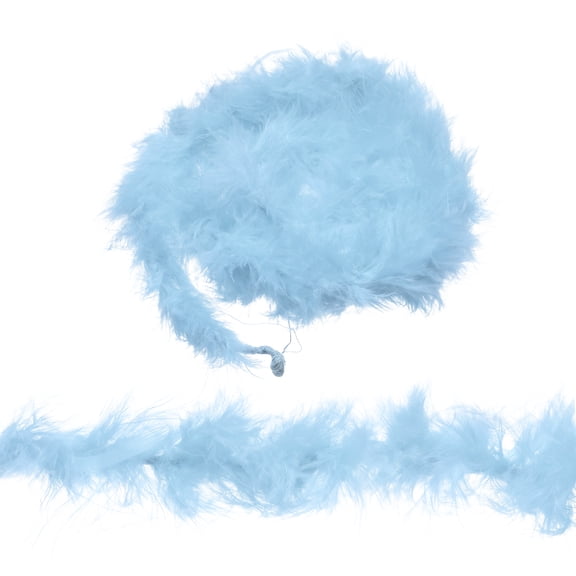 Uxcell 4 Pack 2.2 Yards Feather Boas, Colourful Faux Fur Ribbon Trim, Artificial Fluffy Boas for Costume, DIY Craft, Home Wedding Decoration, Party Decor, Pale Sky Blue