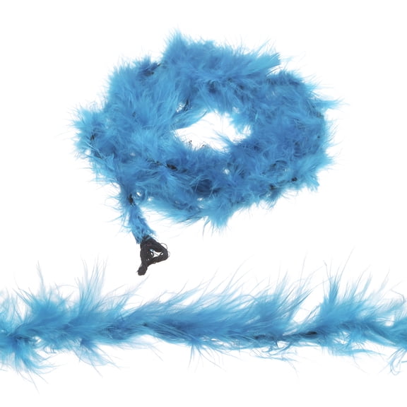 Uxcell 4 Pack 2.2 Yards Feather Boas, Colourful Faux Fur Ribbon Trim, Artificial Fluffy Boas for Costume, DIY Craft, Home Wedding Decoration, Party Decor, Pale Sky Blue
